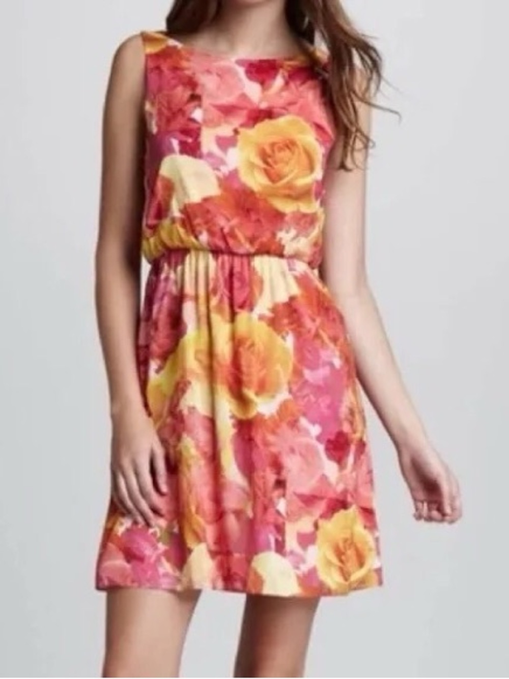 Alice + Olivia Becky Floral 100% Silk Chiffon Dress Size S